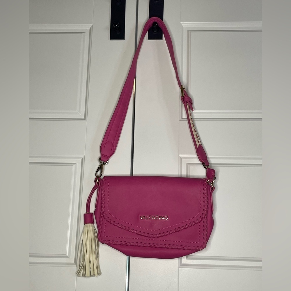 Mario Valentino Hot Pink Purse with cream tassel perfect for Barbie trend - Picture 1 of 12